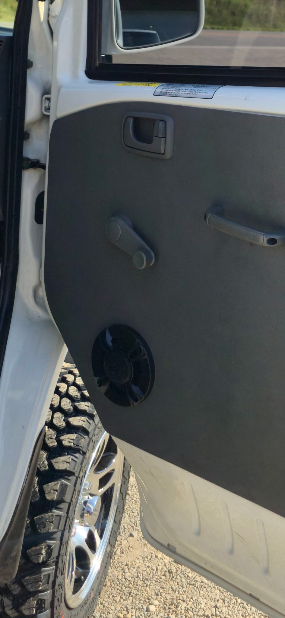 Speakers installed in a mini truck door